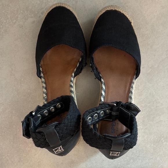 Sperry Black Espadrille Wedge Sandals - Picture 6 of 6